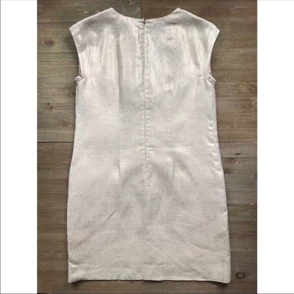 J.CREW METALLIC GOLD Linen Shift Sleeveless Linen Dress Women's Size 00 - Picture 7 of 11